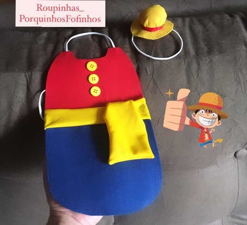 Roupa Pet Luffy One Piece Completa Com Chapéu